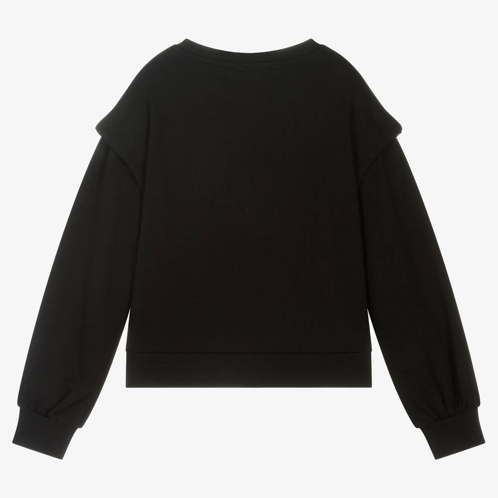Fun & Fun-Girls Black Cotton Sweatshirt | Childrensalon Outlet