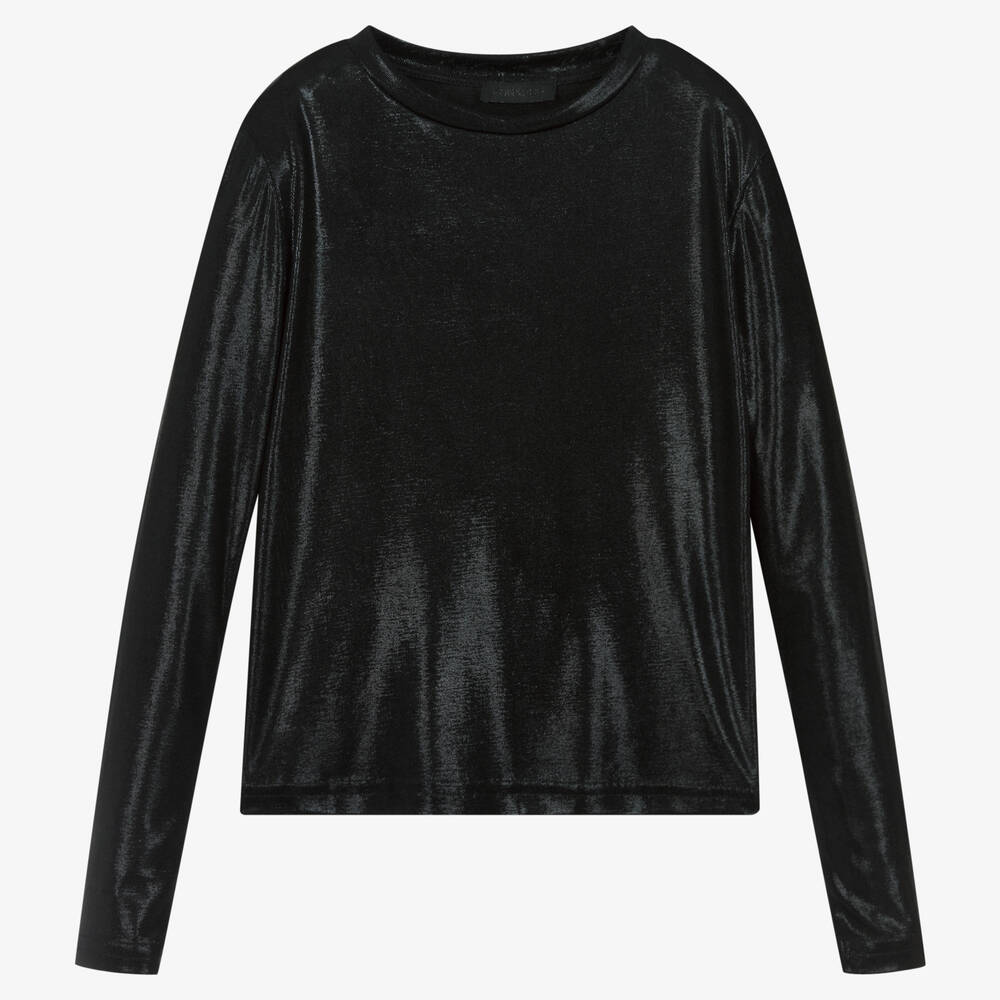 Fun & Fun - Girls Black Crew Neck Top | Childrensalon