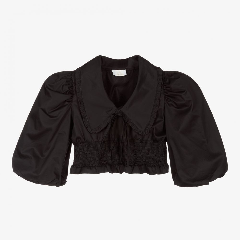 Fun & Fun - Girls Black Cropped Blouse | Childrensalon