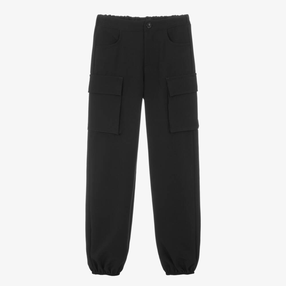 Fun & Fun-Girls Black Cuffed Cargo Trousers | Childrensalon Outlet