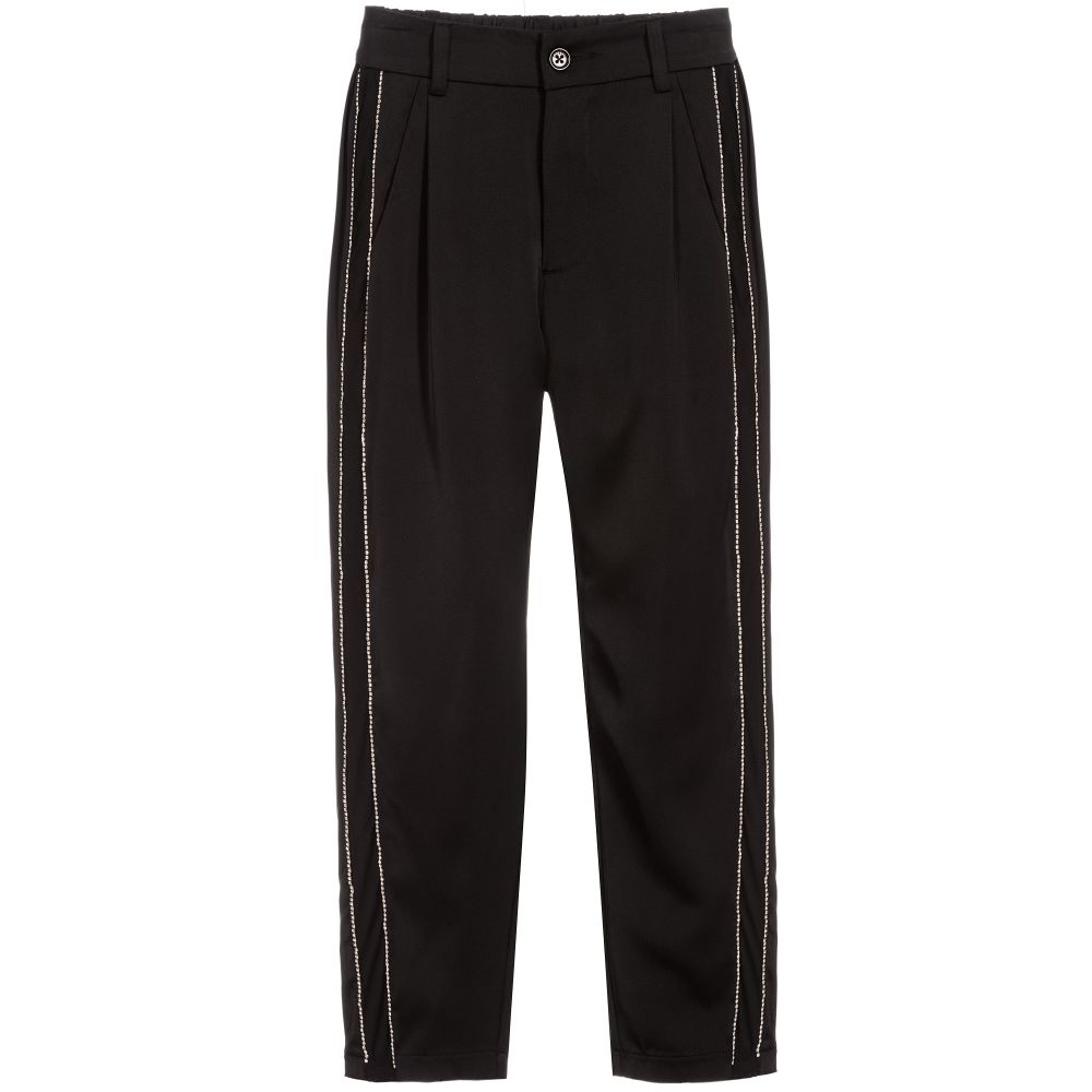 Fun & Fun - Girls Black Diamanté Trousers | Childrensalon