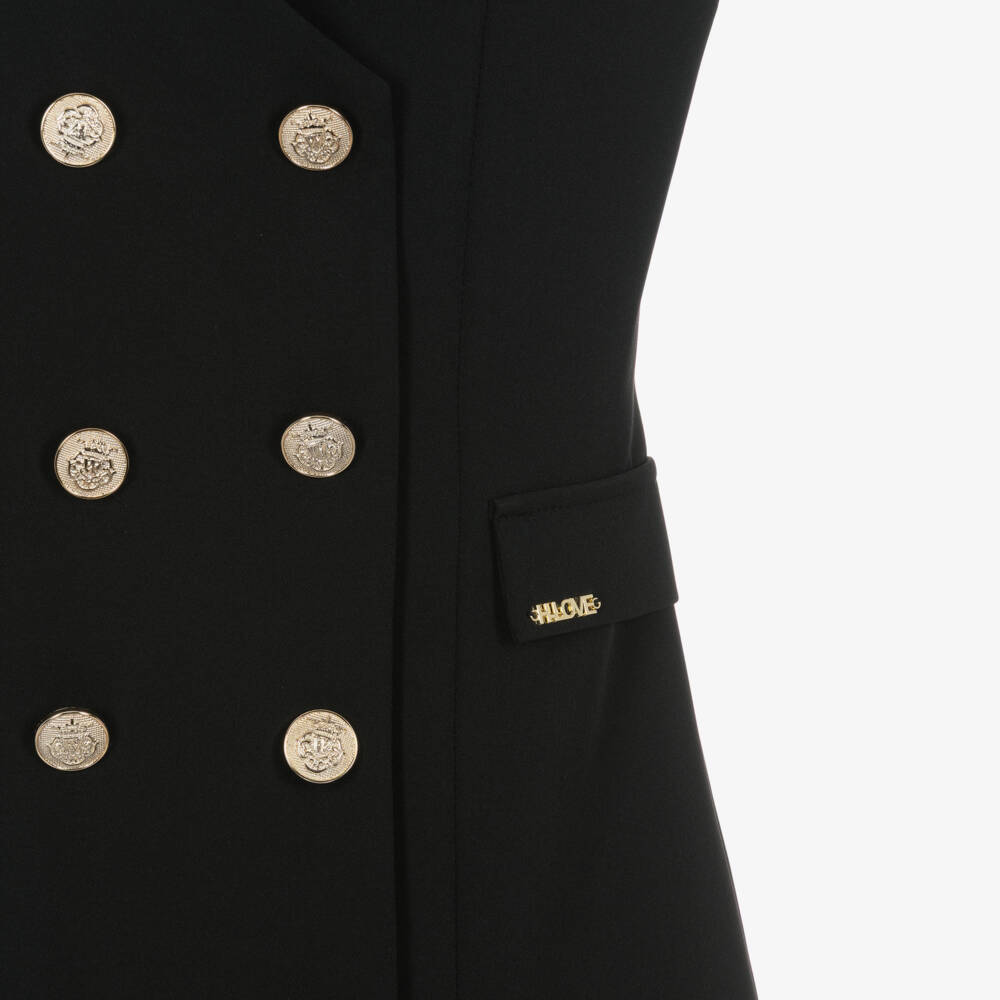 Fun & Fun-Girls Black Double Breasted Dress | Childrensalon Outlet
