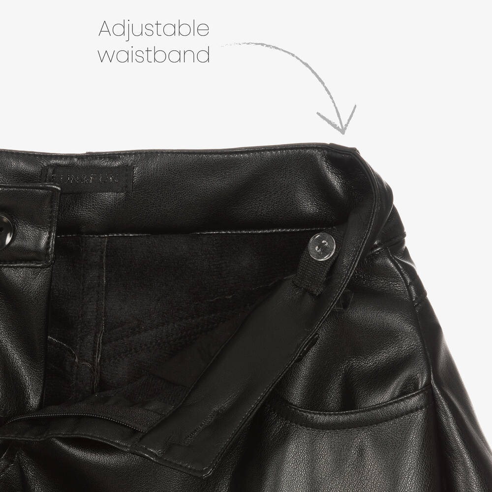 Fun & Fun-Girls Black Faux Leather Flared Shorts | Childrensalon Outlet