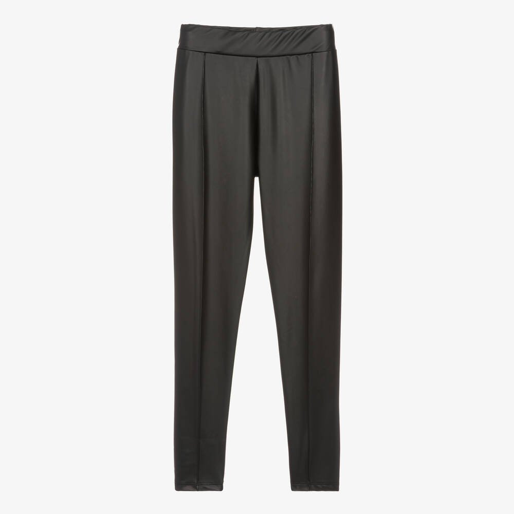 Legging noir en simili cuir fille