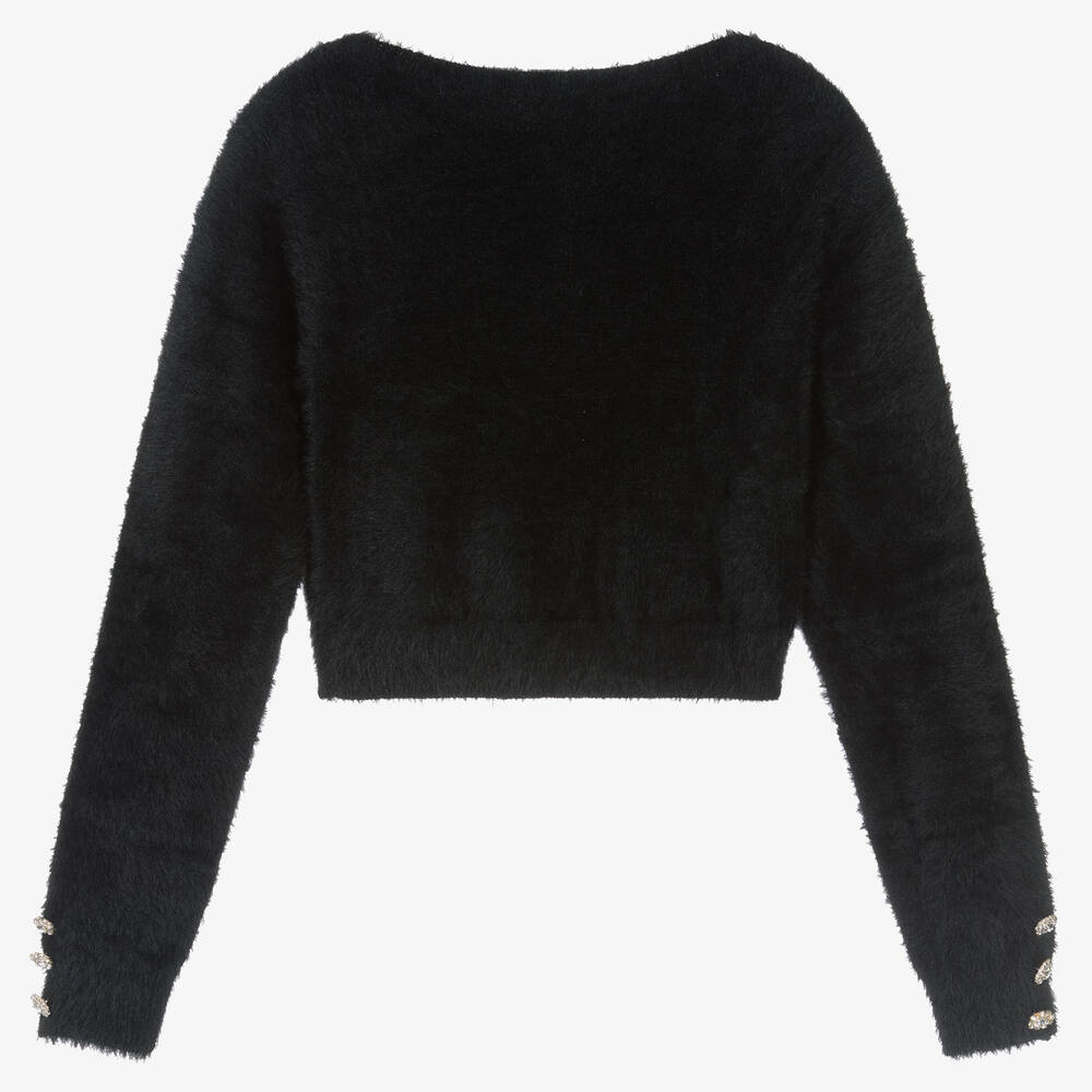 Fun Fun Chic Girls Black Fluffy Knit Jumper