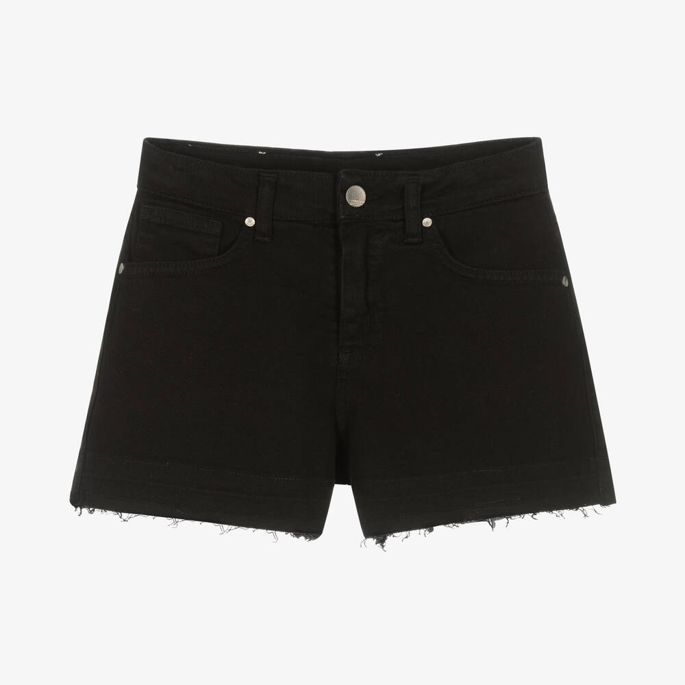 Fun & Fun - Schwarze ausgefranste Jeans-Shorts | Childrensalon