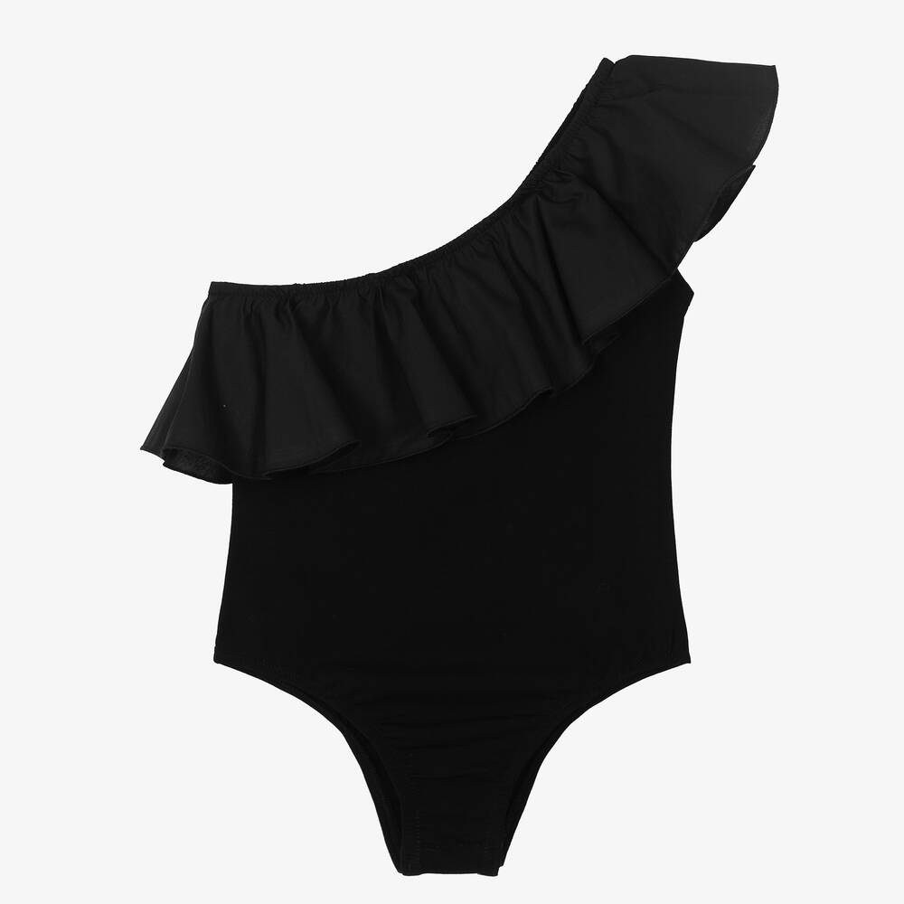 Fun & Fun - Girls Black Frill Bodysuit | Childrensalon