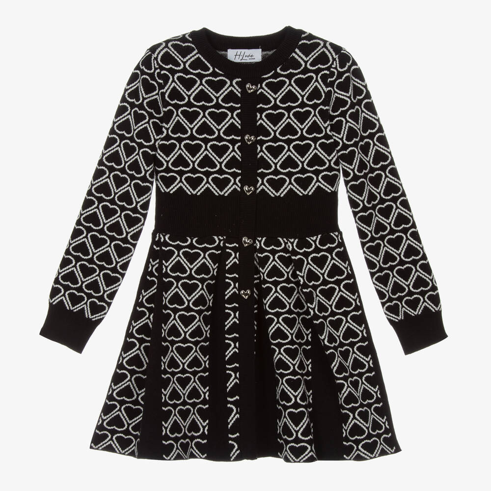 Fun & Fun-Girls Black Heart Knit Dress | Childrensalon Outlet