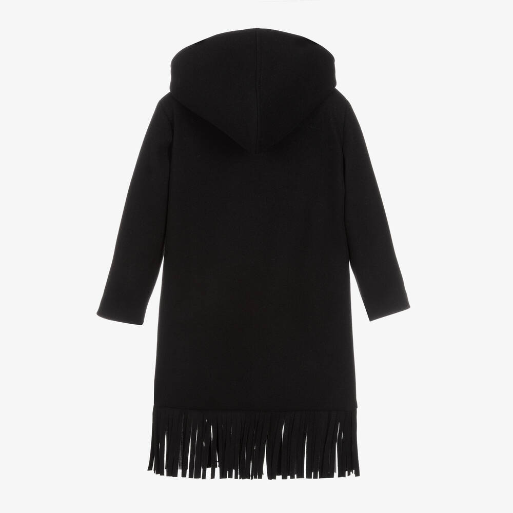 Fun & Fun-Girls Black Hooded Long Coat | Childrensalon Outlet