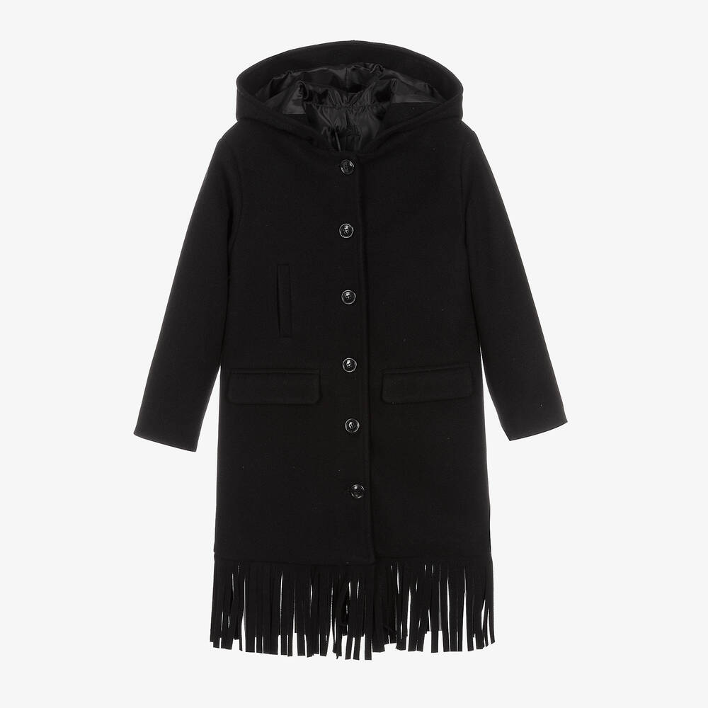 Fun & Fun - Manteau long noir à capuche fille | Childrensalon