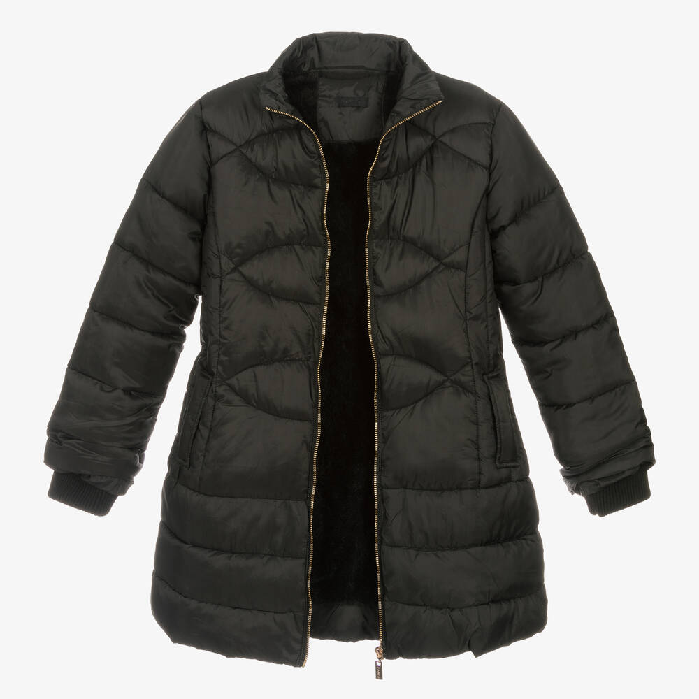 Fun & Fun-Girls Black Hooded Puffer Coat | Childrensalon Outlet