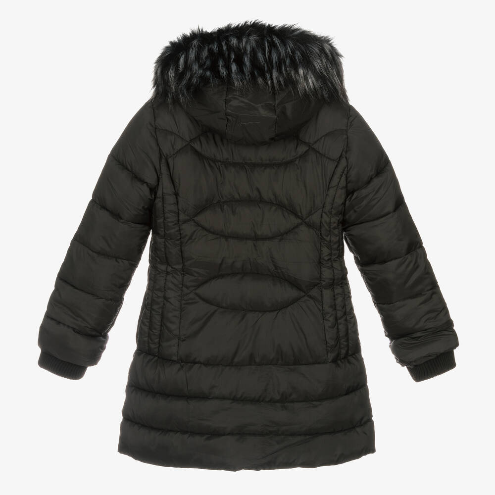 Fun & Fun-Girls Black Hooded Puffer Coat | Childrensalon Outlet