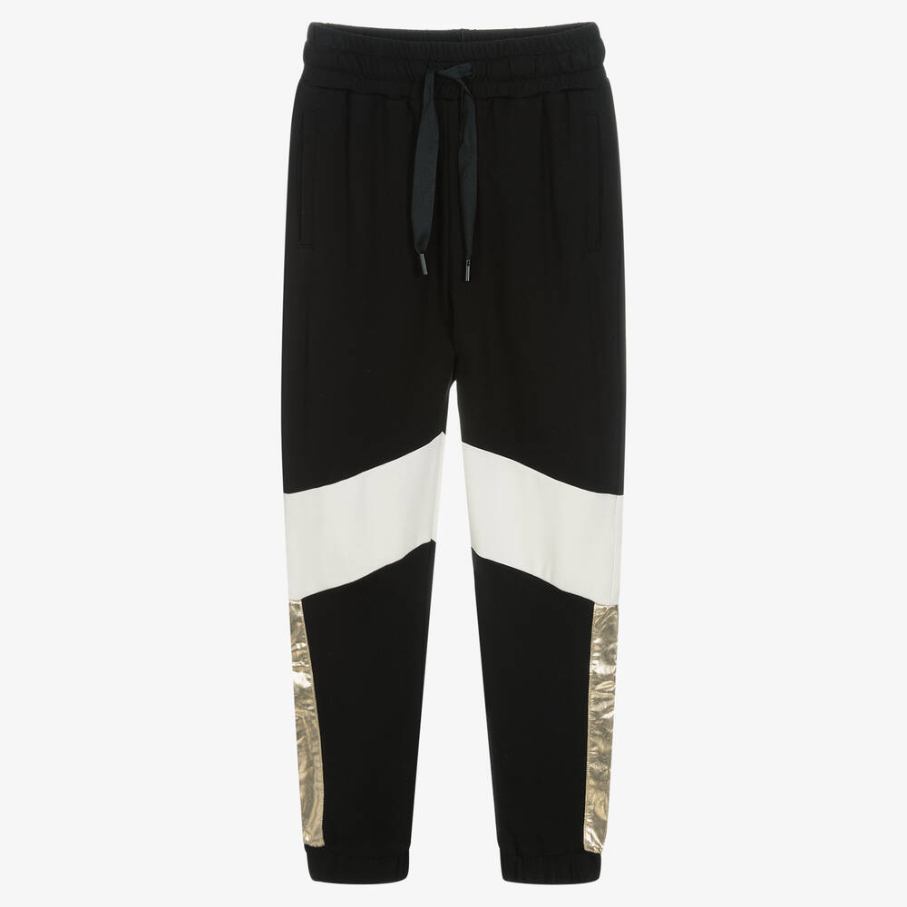 Fun & Fun - Girls Black & Ivory Joggers | Childrensalon