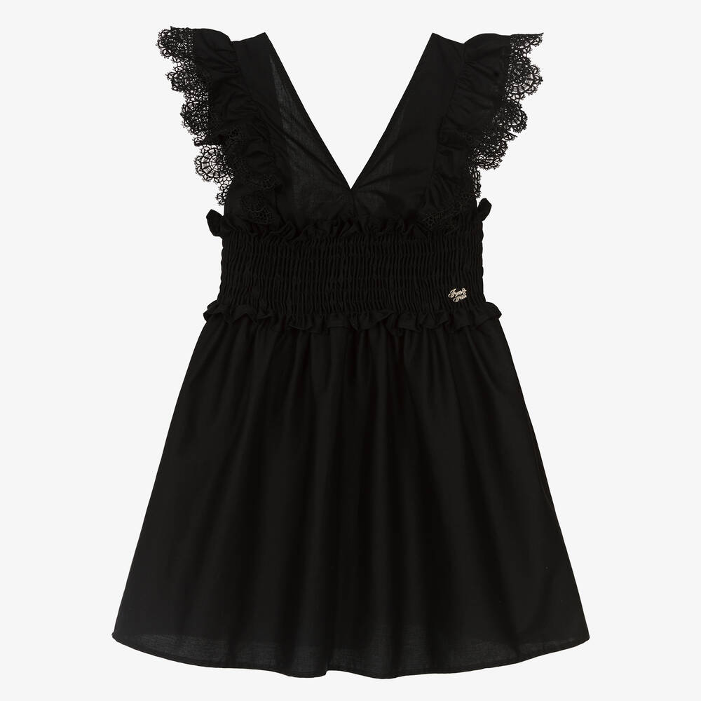 Fun & Fun - Robe noire en dentelle à volants | Childrensalon