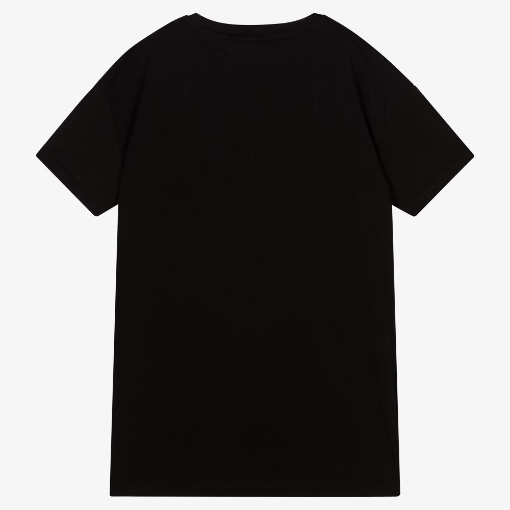 Fun & Fun-فستان تيشيرت قطن جيرسي لون أسود | Childrensalon Outlet