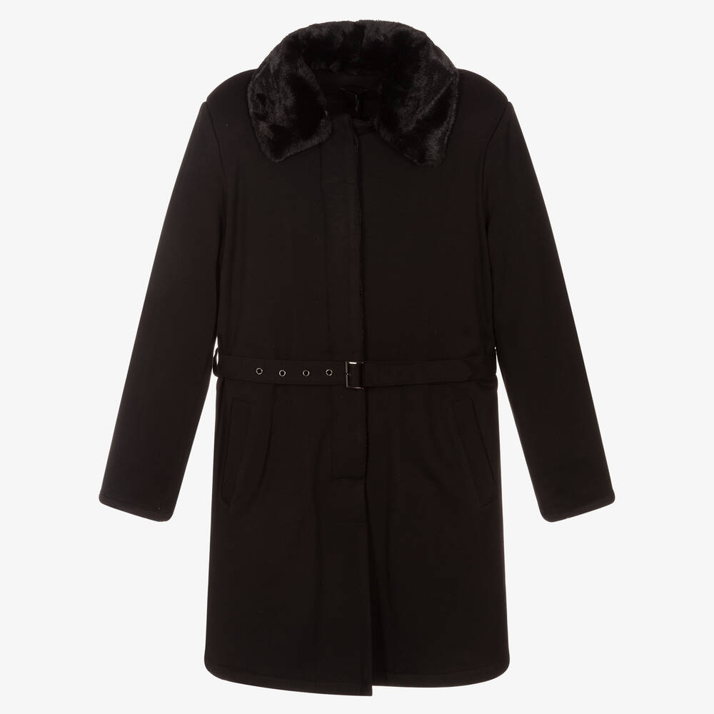 Fun & Fun - Girls Black Milano Jersey Coat | Childrensalon