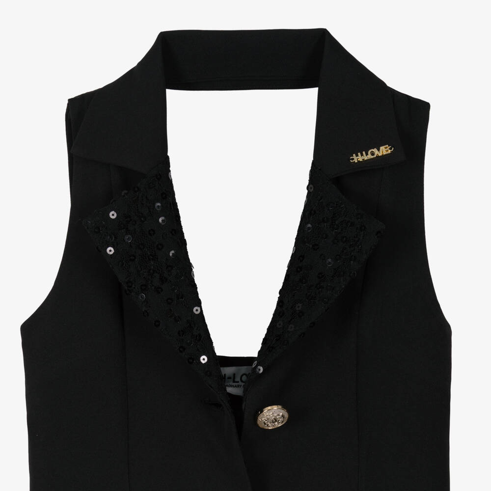Fun & Fun-Girls Black Playsuit with Sequins & Lace | Childrensalon Outlet