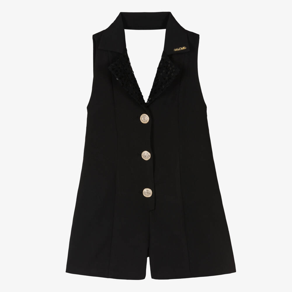 Fun & Fun-Girls Black Playsuit with Sequins & Lace | Childrensalon Outlet