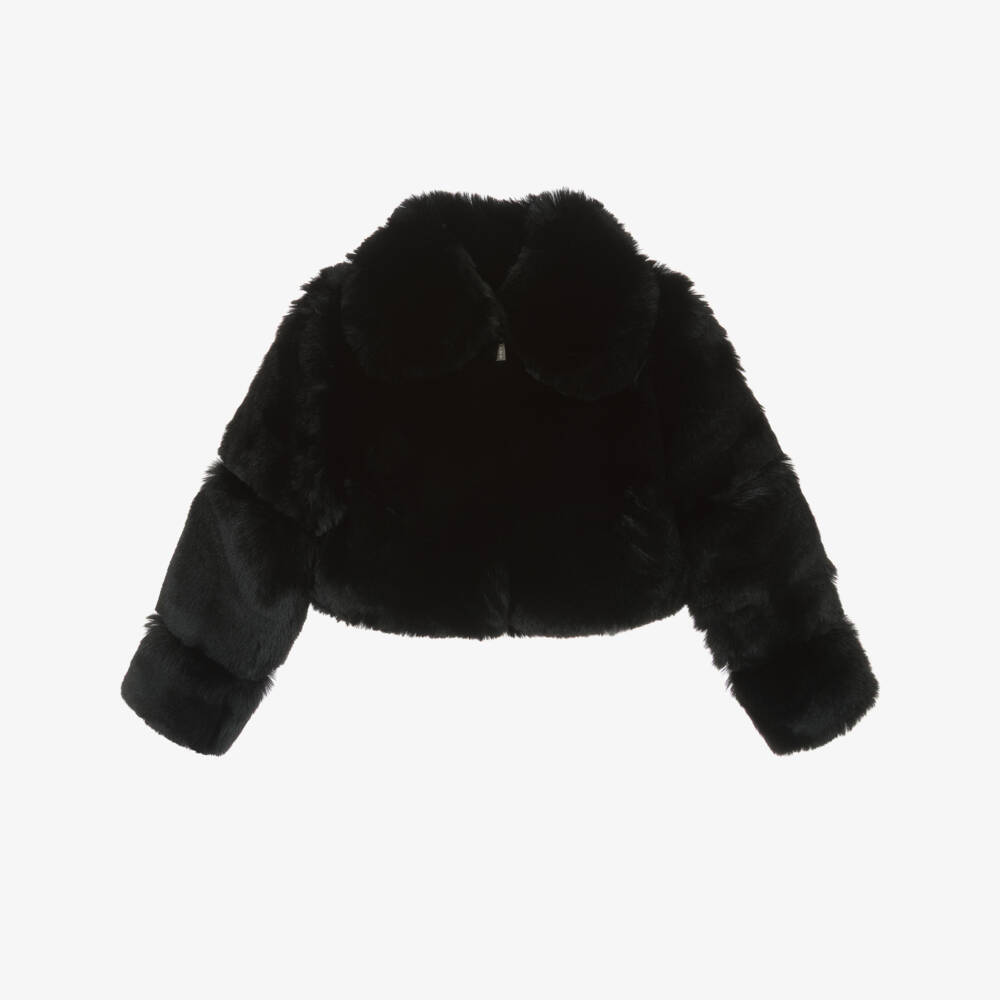 Fun & Fun-Girls Black Plush Faux Fur Jacket | Childrensalon Outlet