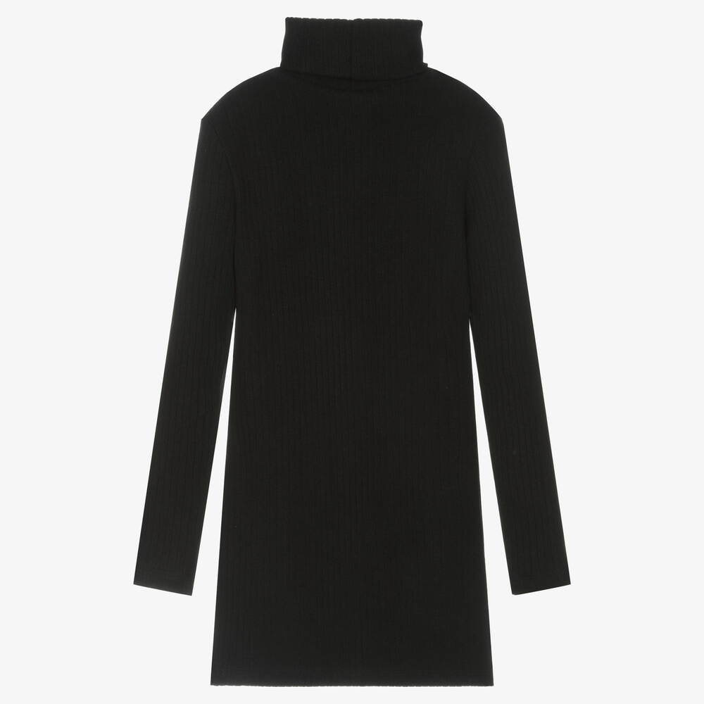 Fun & Fun Chic-فستان مزيج فيسكوز محبوك مضلع لون أسود | Childrensalon Outlet