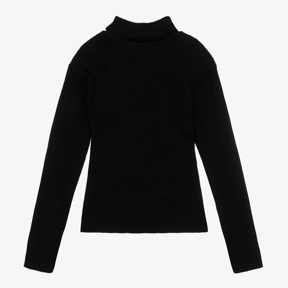 Girls black roll neck jumper discount