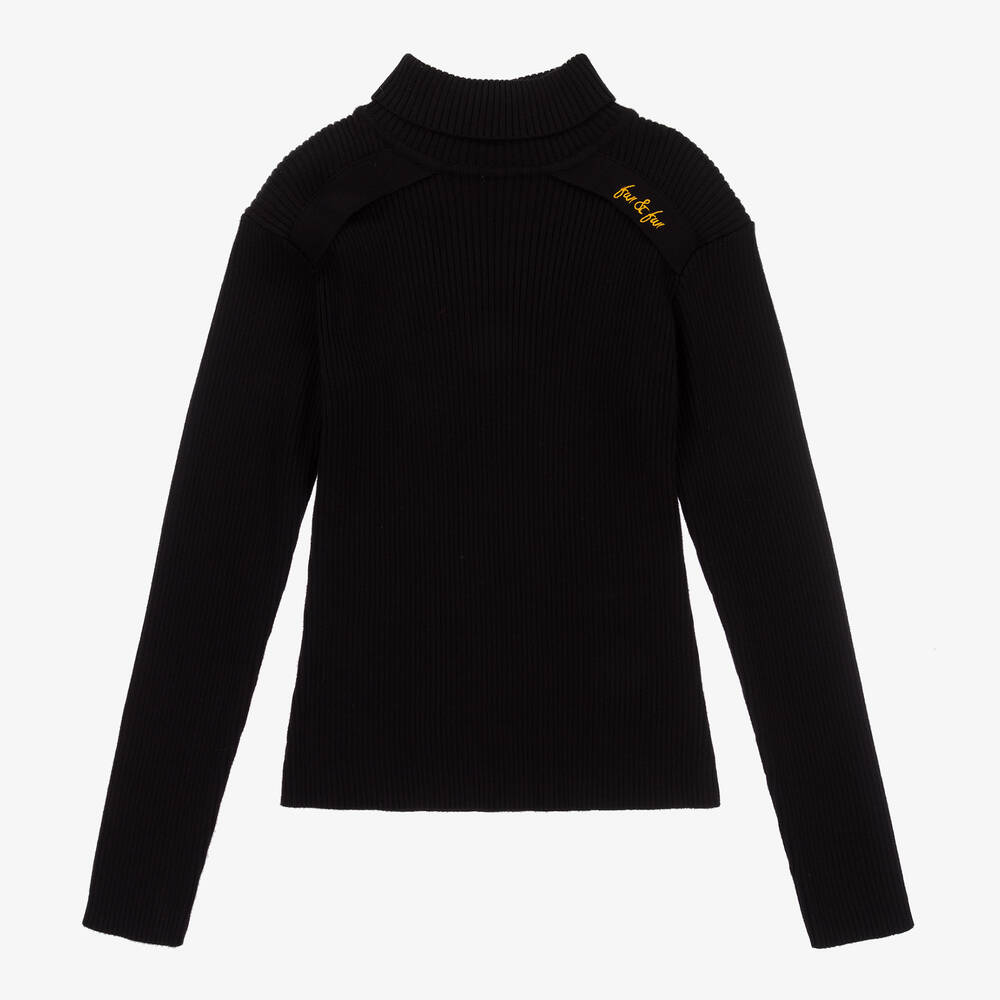 Fun & Fun - Girls Black Roll Neck Sweater | Childrensalon