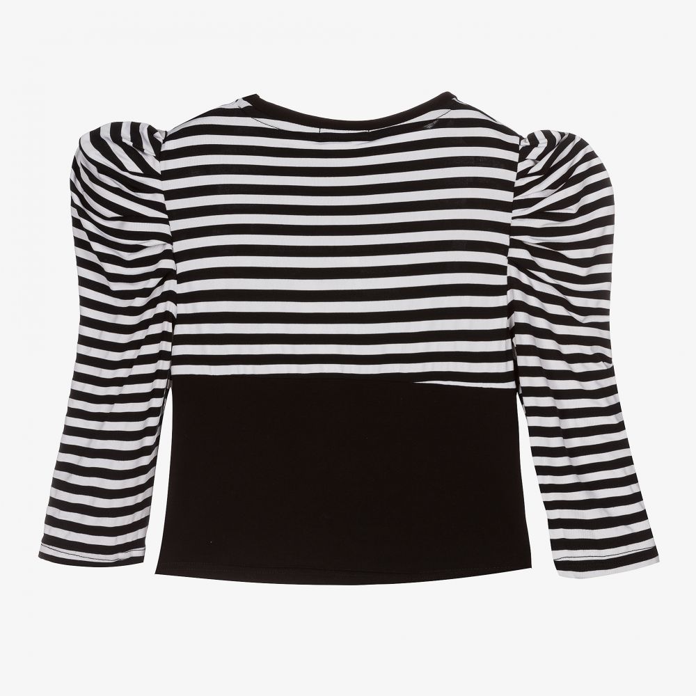 Fun & Fun-Girls Black Striped Cotton Top | Childrensalon Outlet