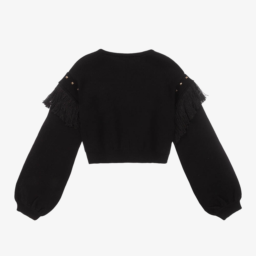 Fun & Fun-Girls Black Studded Sweater | Childrensalon Outlet