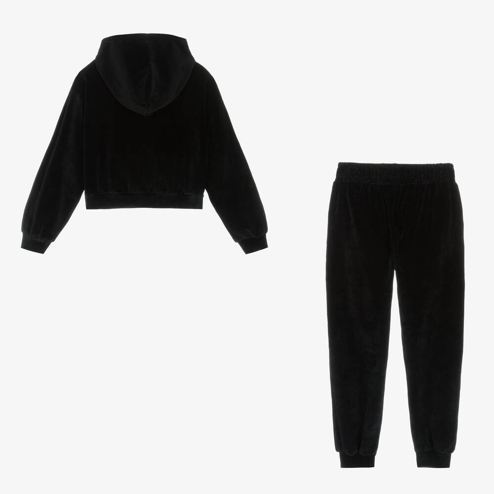 FUN FUN Girls Black Velour Tracksuit