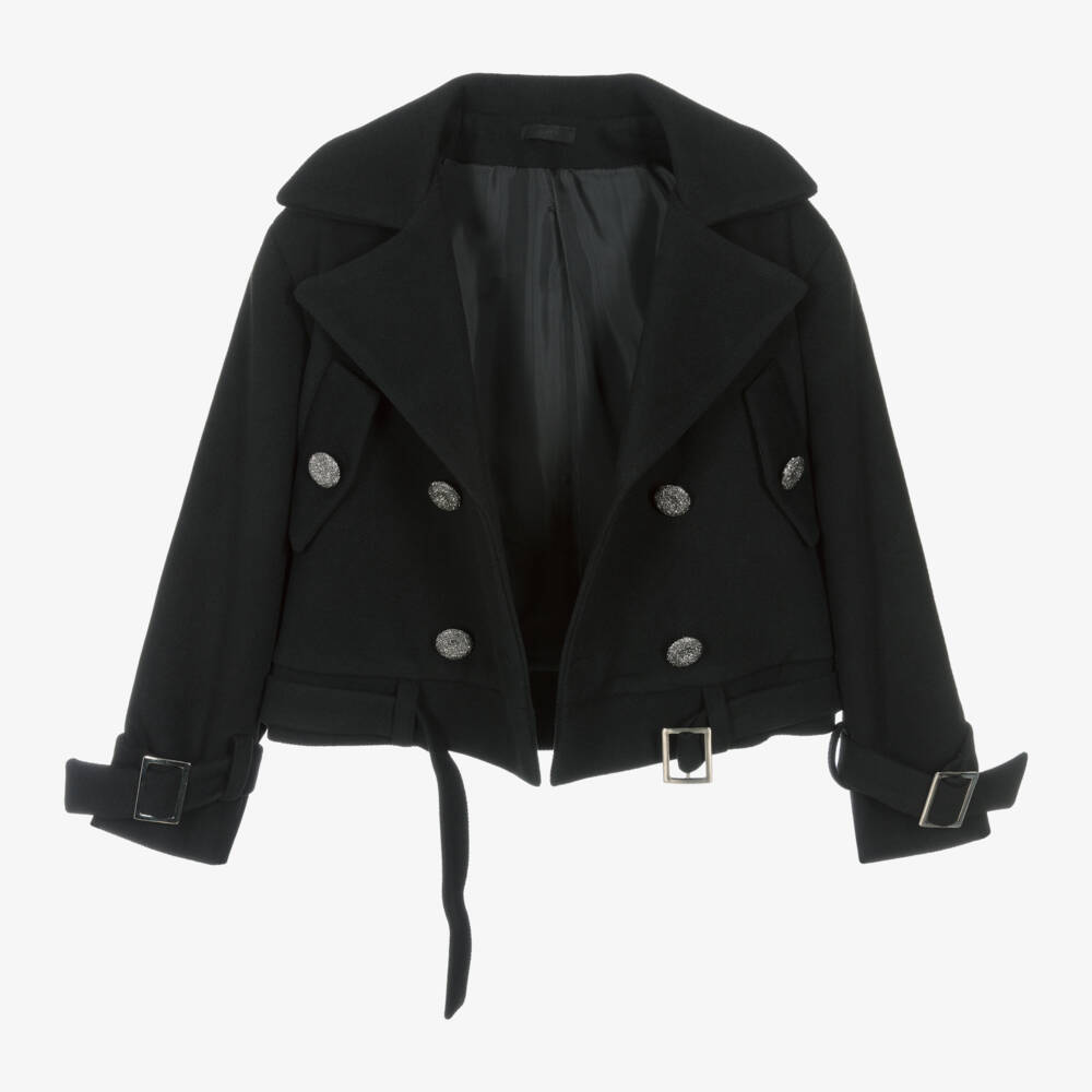 Fun & Fun-Girls Black Viscose Blend Blazer | Childrensalon Outlet