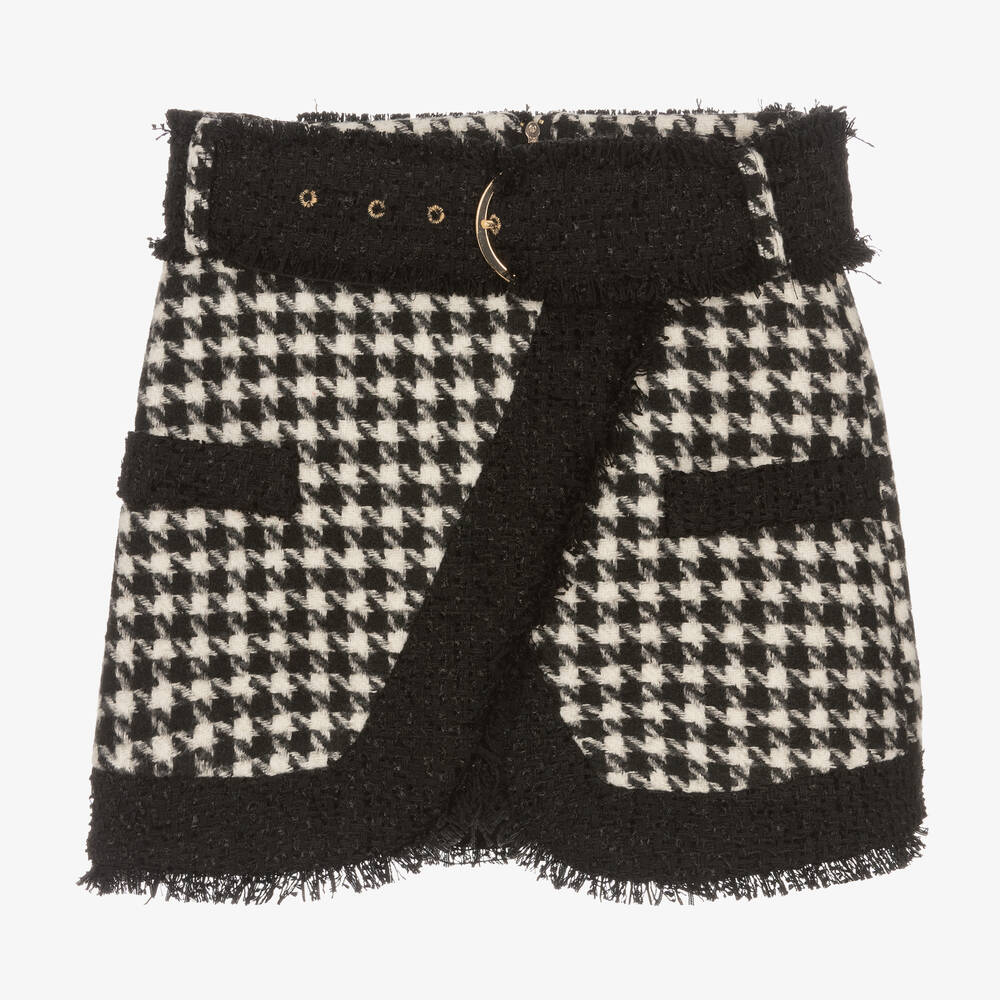 Fun & Fun - Girls Black & White Houndstooth Skirt | Childrensalon