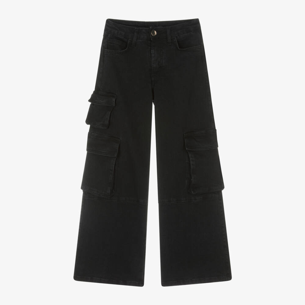 Fun & Fun-Girls Black Wide-Leg Cargo Trousers | Childrensalon Outlet
