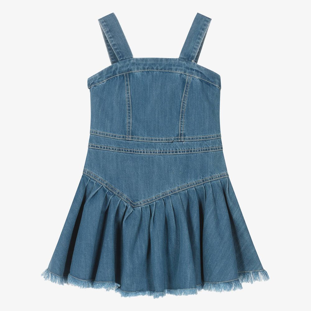 Fun & Fun-Girls Blue Asymmetric Denim Dress | Childrensalon Outlet