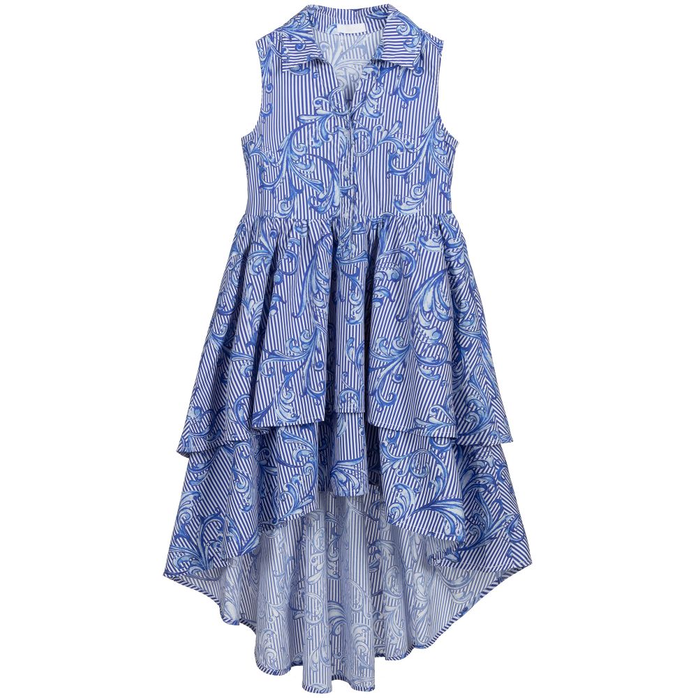 Fun & Fun - Girls Blue Cotton Dress  | Childrensalon