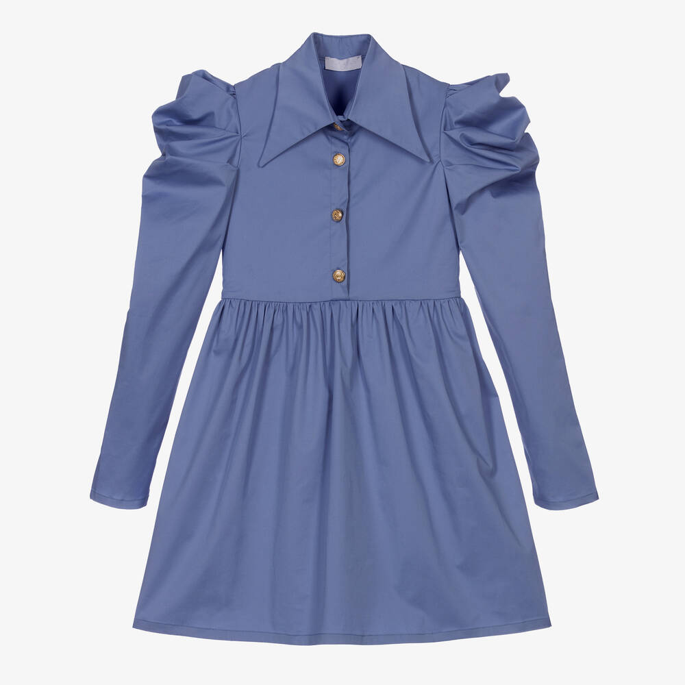 Fun & Fun Chic - Girls Blue Cotton Dress | Childrensalon