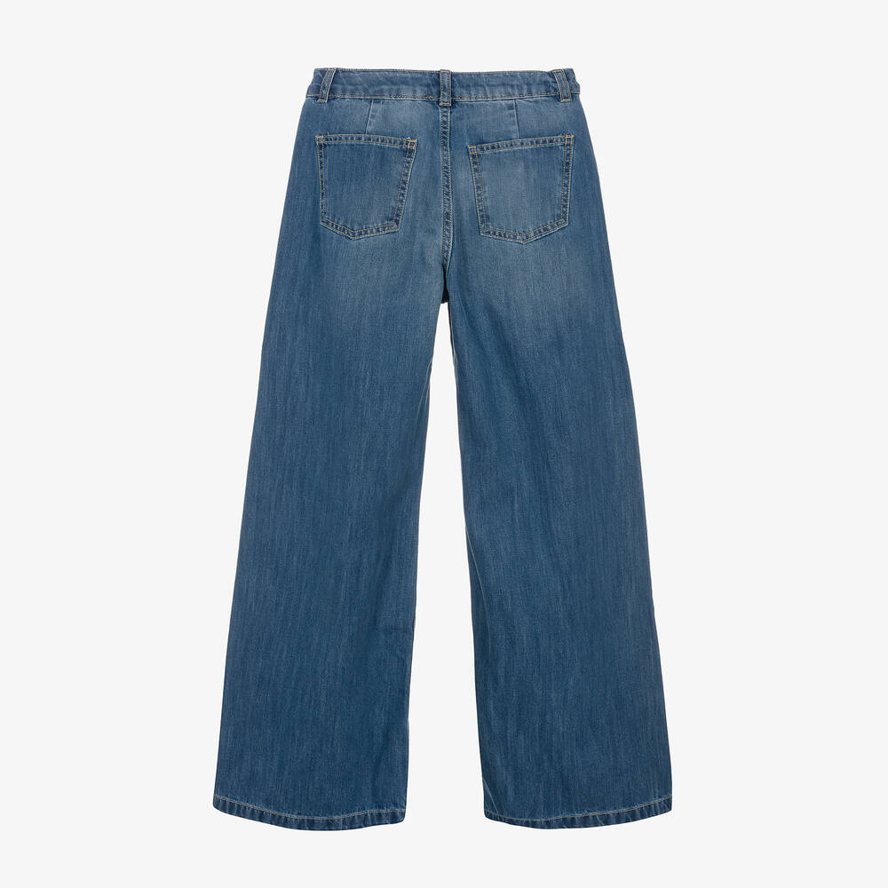 Fun & Fun-Girls Blue Denim Wide-Leg Jeans | Childrensalon Outlet
