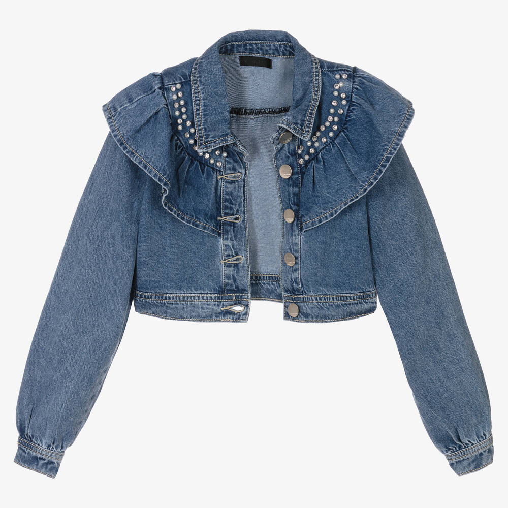 Diamante denim jacket best sale