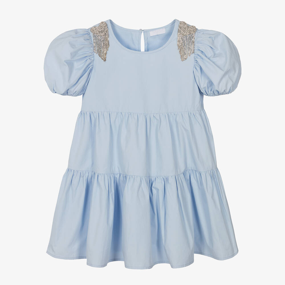 Fun & Fun - Robe bleue à volants et strass | Childrensalon