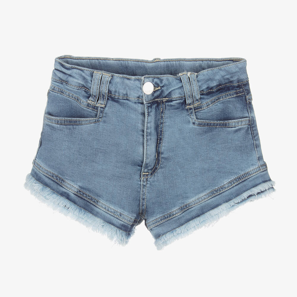 Fun & Fun - Girls Blue Frayed Denim Shorts | Childrensalon