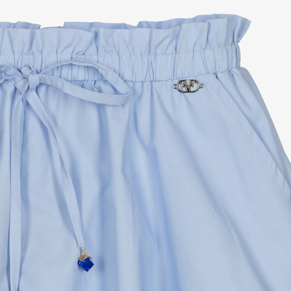Fun & Fun-Girls Blue Poplin Jewelled Shorts | Childrensalon Outlet