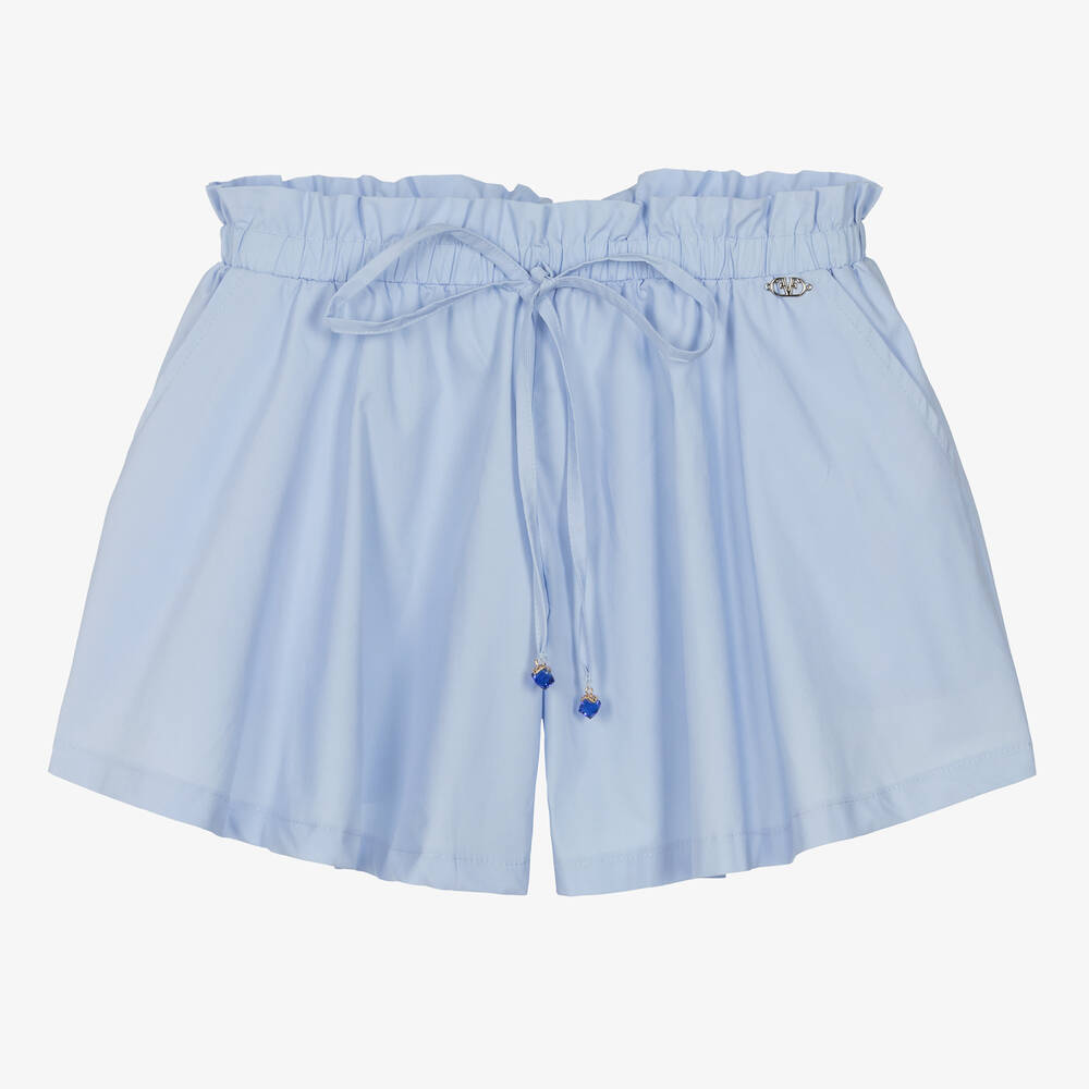 Fun & Fun-Girls Blue Poplin Jewelled Shorts  | Childrensalon Outlet