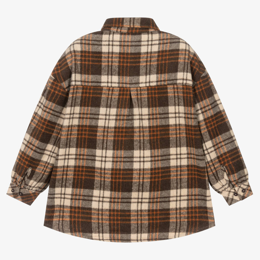 Fun & Fun-Girls Brown Check Shacket | Childrensalon Outlet