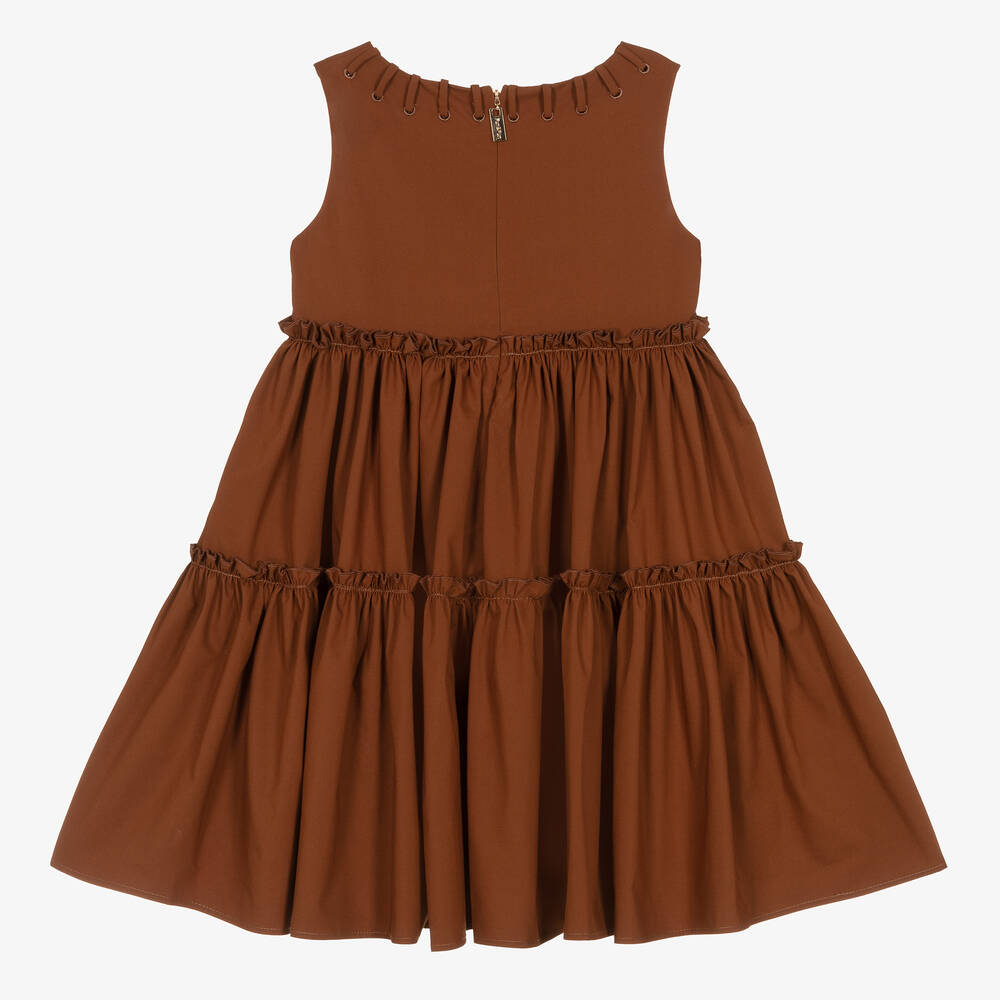 Fun & Fun-Girls Brown Sleeveless Tiered Dress | Childrensalon Outlet