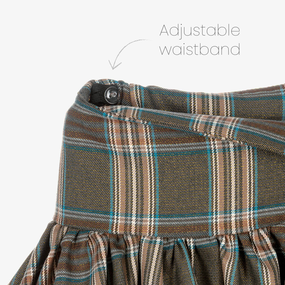 Fun & Fun-Girls Brown Tartan Skirt with Bubble Hem | Childrensalon Outlet