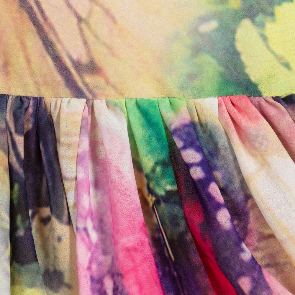 Fun & Fun-بلوز قصير كريب شيفون بطبعة ملونة للبنات | Childrensalon Outlet