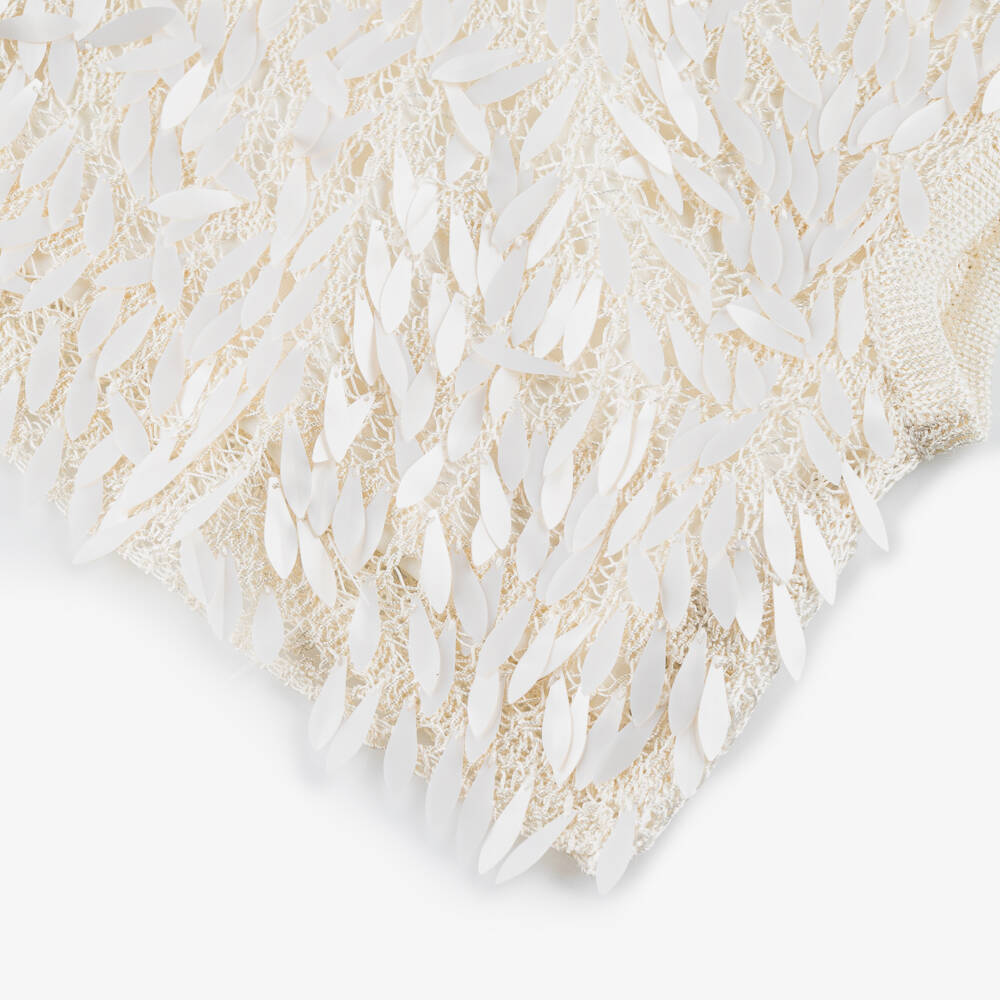 Fun & Fun-Кремовый трикотажный топ с цветочными пайетками для девочек | Childrensalon Outlet