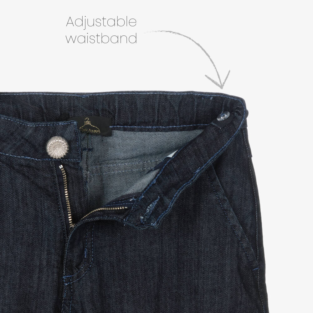 Fun & Fun-Girls Dark Blue Wide-Leg Denim Trousers | Childrensalon Outlet