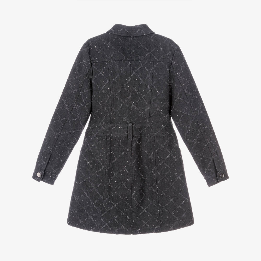 Fun & Fun-Girls Dark Grey Diamanté Denim Dress | Childrensalon Outlet