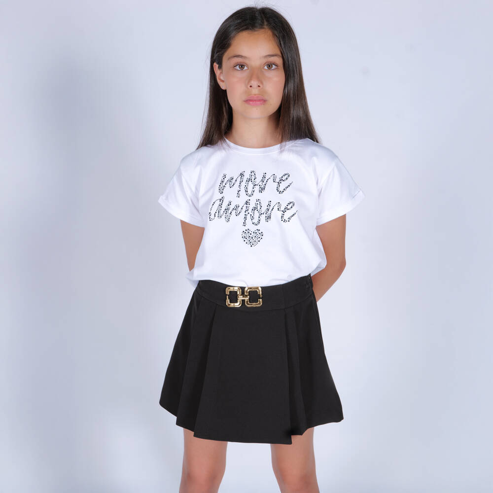 Fun & Fun-تنورة شورت مطوية للبنات بلون أسود أنيق | Childrensalon Outlet