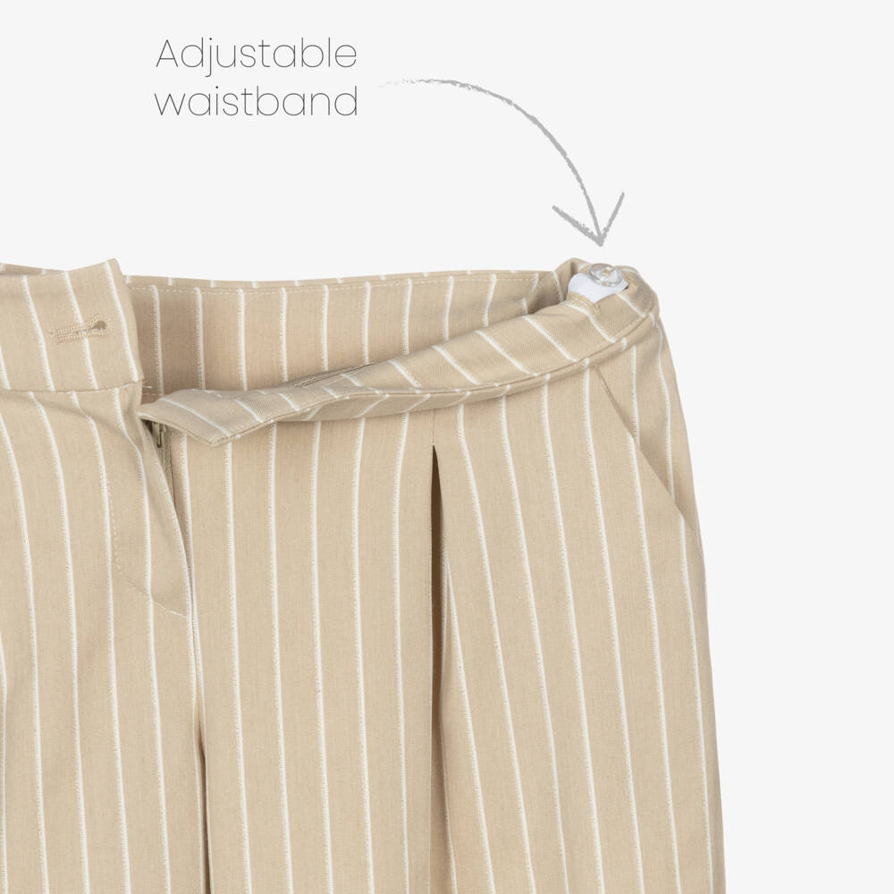 Fun & Fun-Элегантные бежевые брюки в полоску для девочек | Childrensalon Outlet